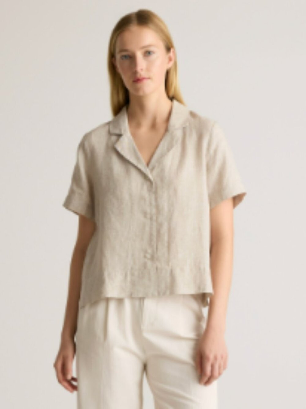 100% European Linen Short Sleeve Shirt in Flax